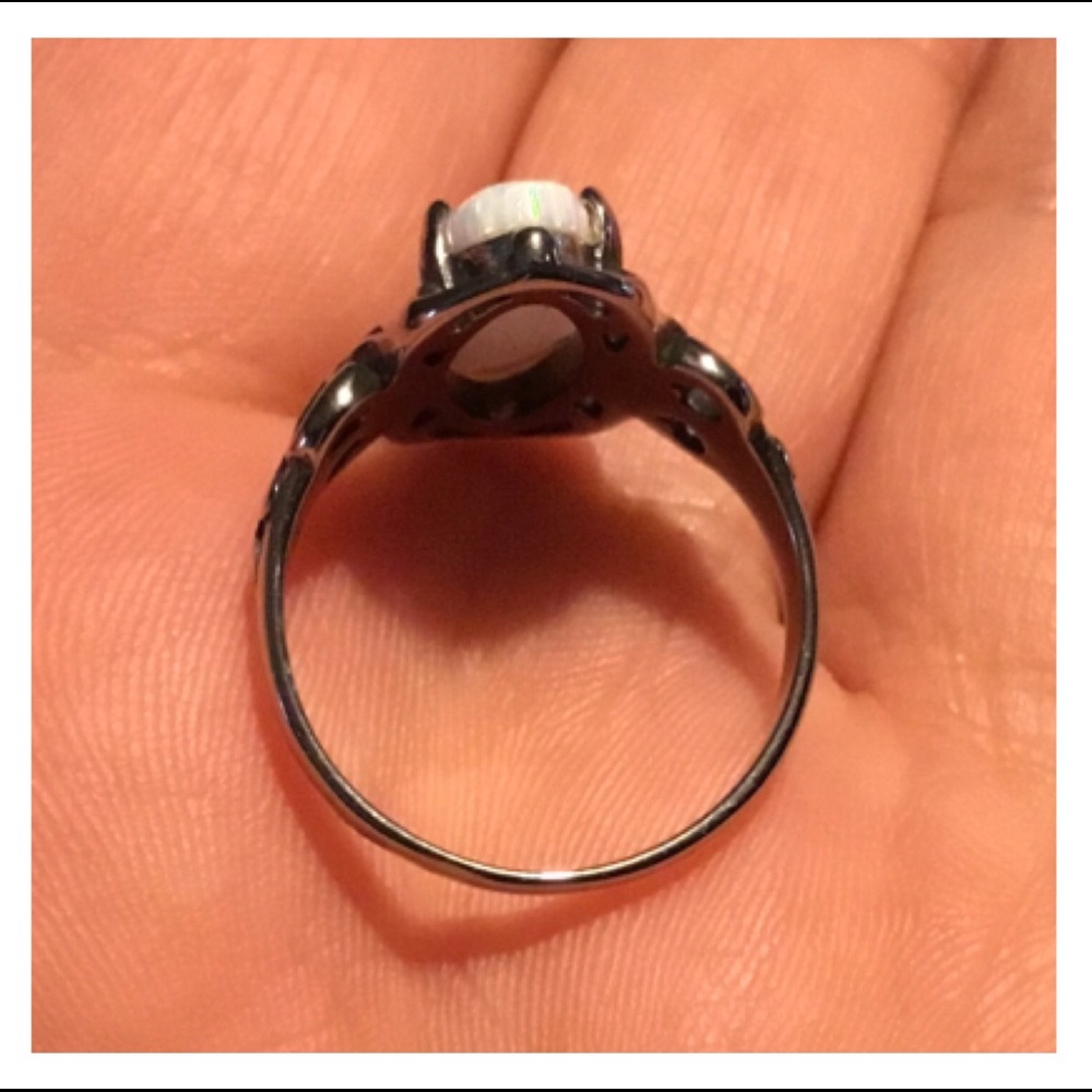 White Opal Stainless Steel Ring - Picture 10 of 10